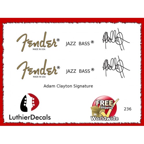 Fender Jazz Bass Adam Clayton Guitar Decal 236