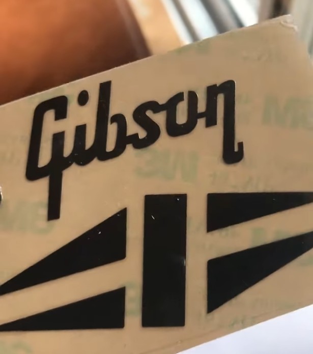 Gibson waterslide headstock decal on transfer paper