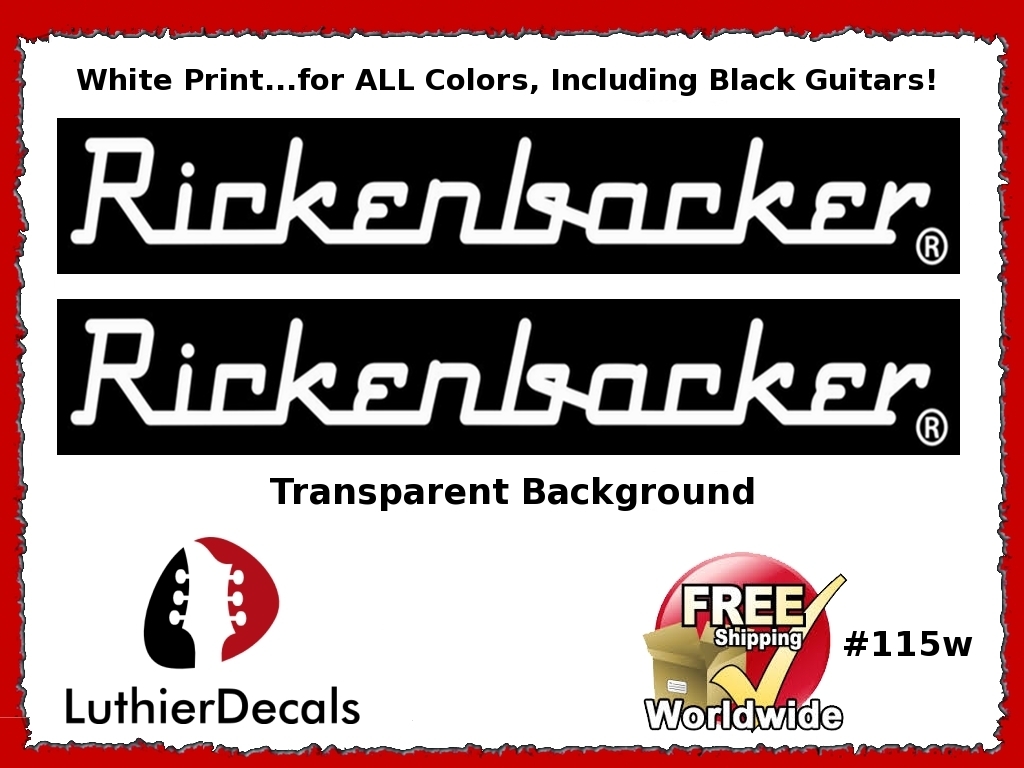 Rickenbacker Decals Guitar Waterslide Headstock logo #115w