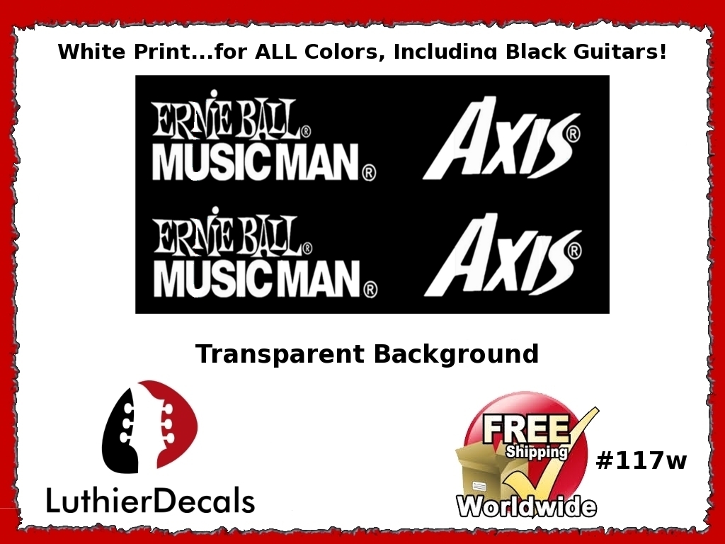Musicman Ernie Ball Axis Guitar Decal Waterslide #117w