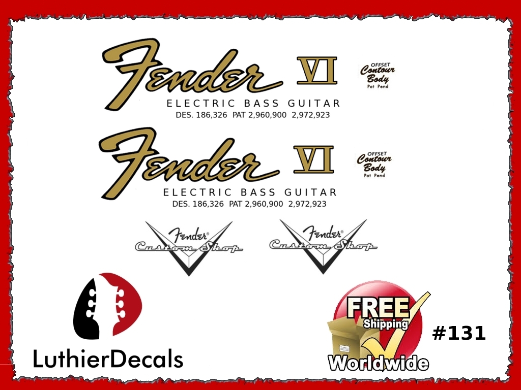 Fender Electric Bass VI Guitar Decal #131