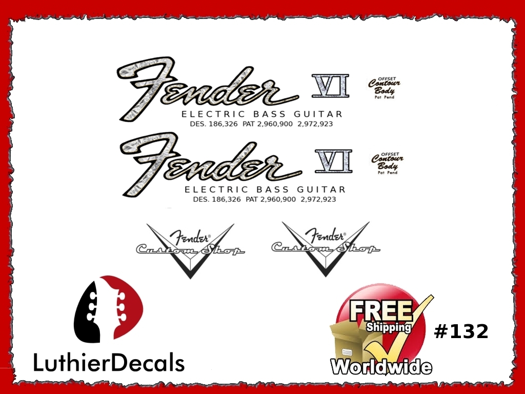 Fender Electric Bass VI Guitar Decal #132