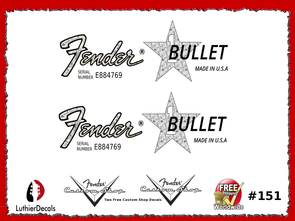 Fender Bullet Guitar Decal Waterslide #151