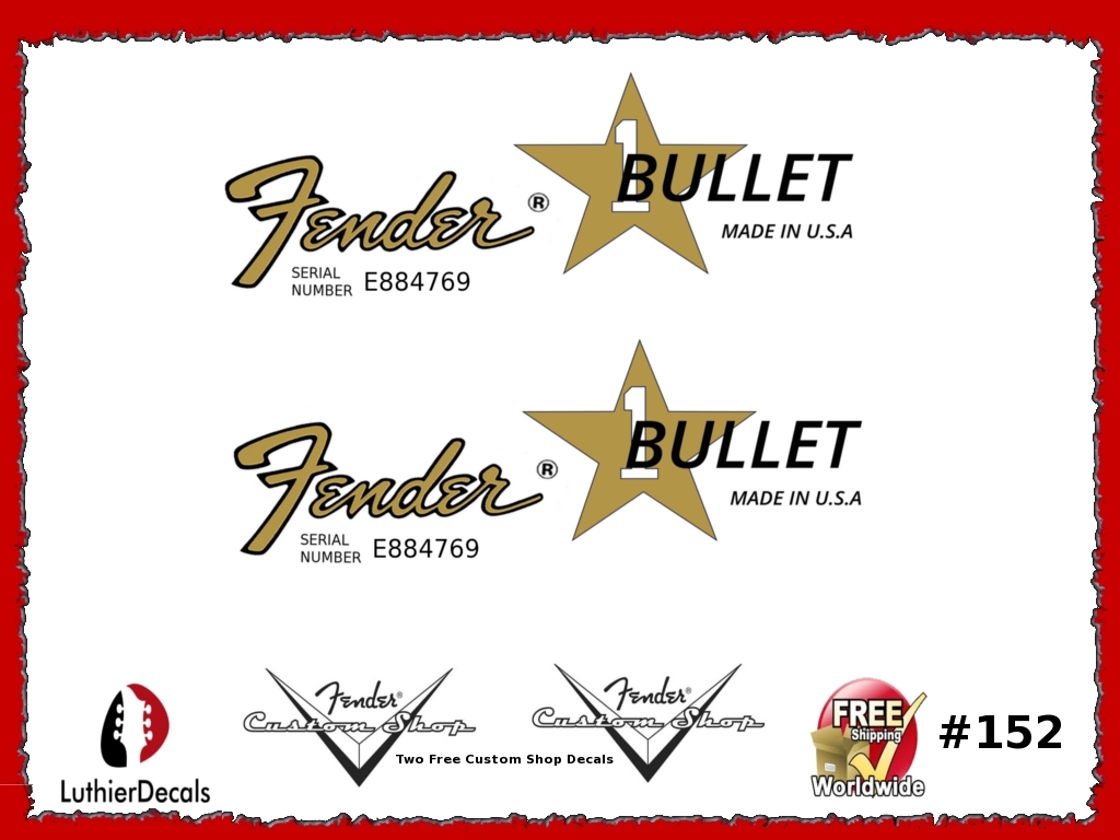 Fender Bullet Guitar Decal Waterslide #152