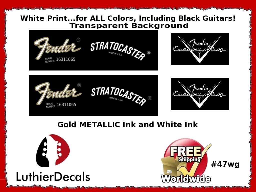 Fender Decal Stratocaster White Guitar Decal #47wg