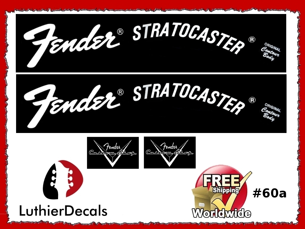 Fender Stratocaster Guitar Decal White #60a