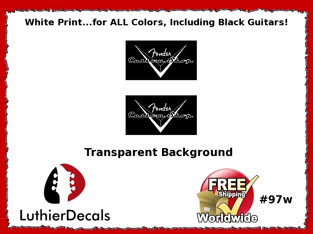 Fender Guitar Custom shop White Decal #97w