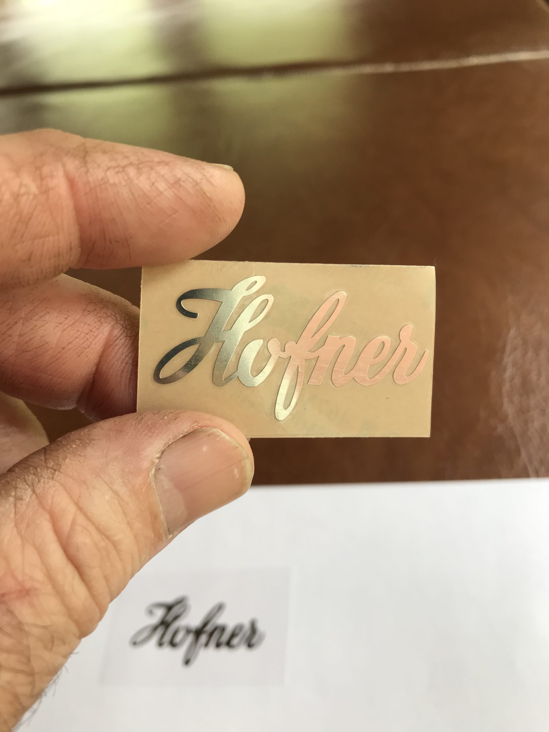 Hofner Guitar Decal 3D Laser Metal M36b