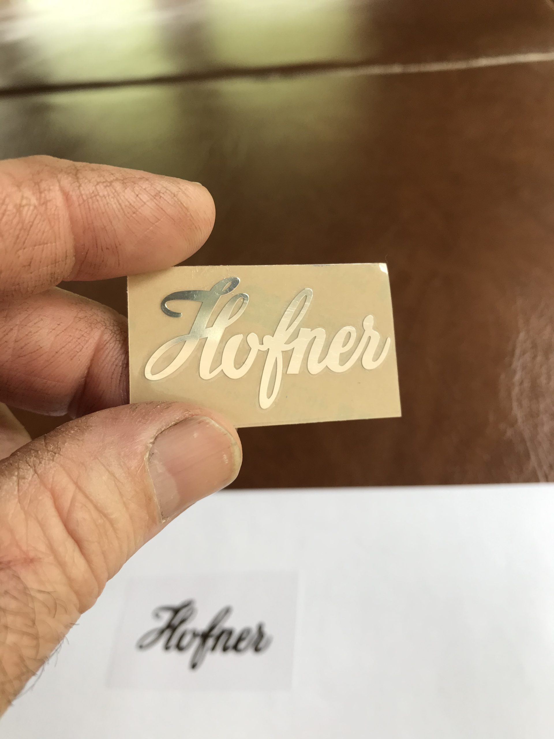 Hofner Guitar Decal 3D Laser Metal M36b