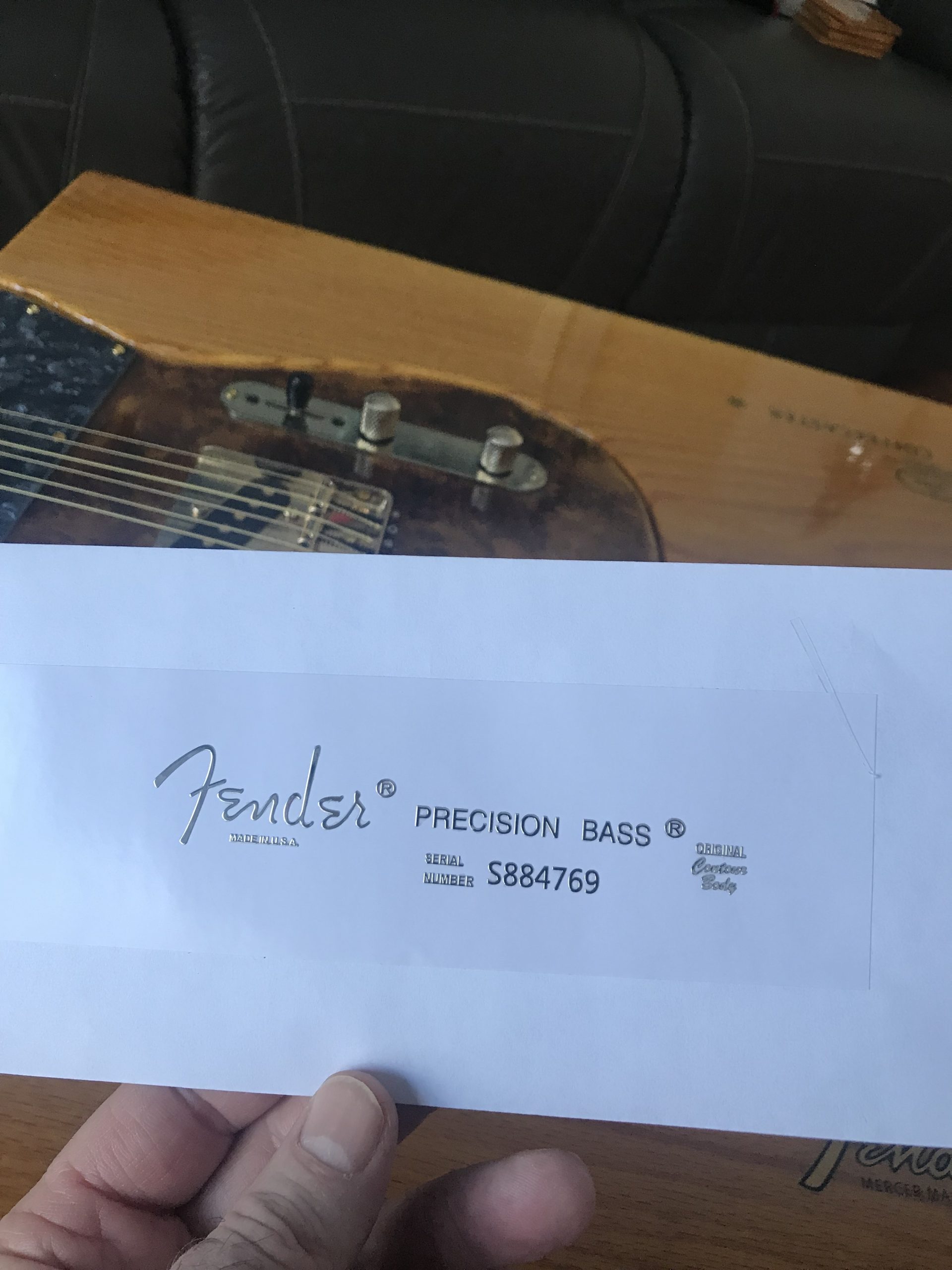 Fender Precision Bass Guitar Decal M95b