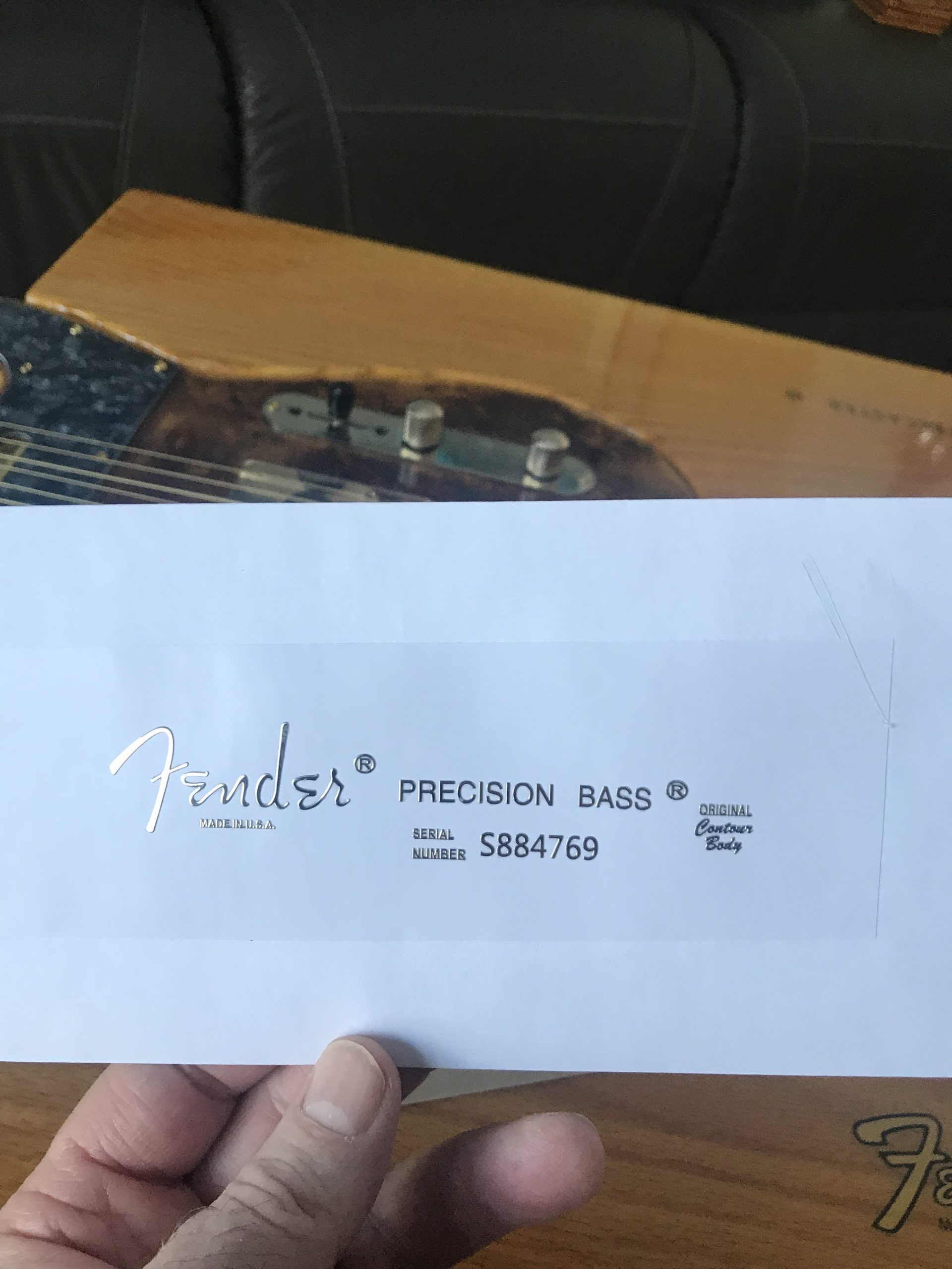 Fender Precision Bass Guitar Decal M95
