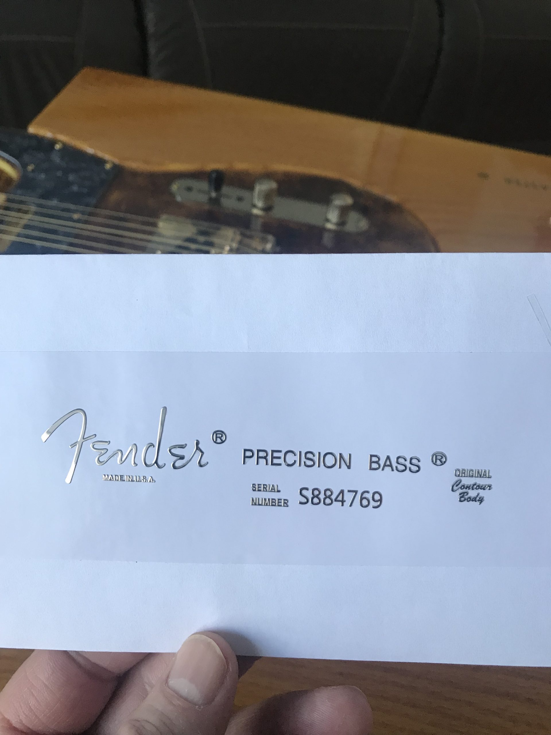 Fender Precision Bass Guitar Decal M95b