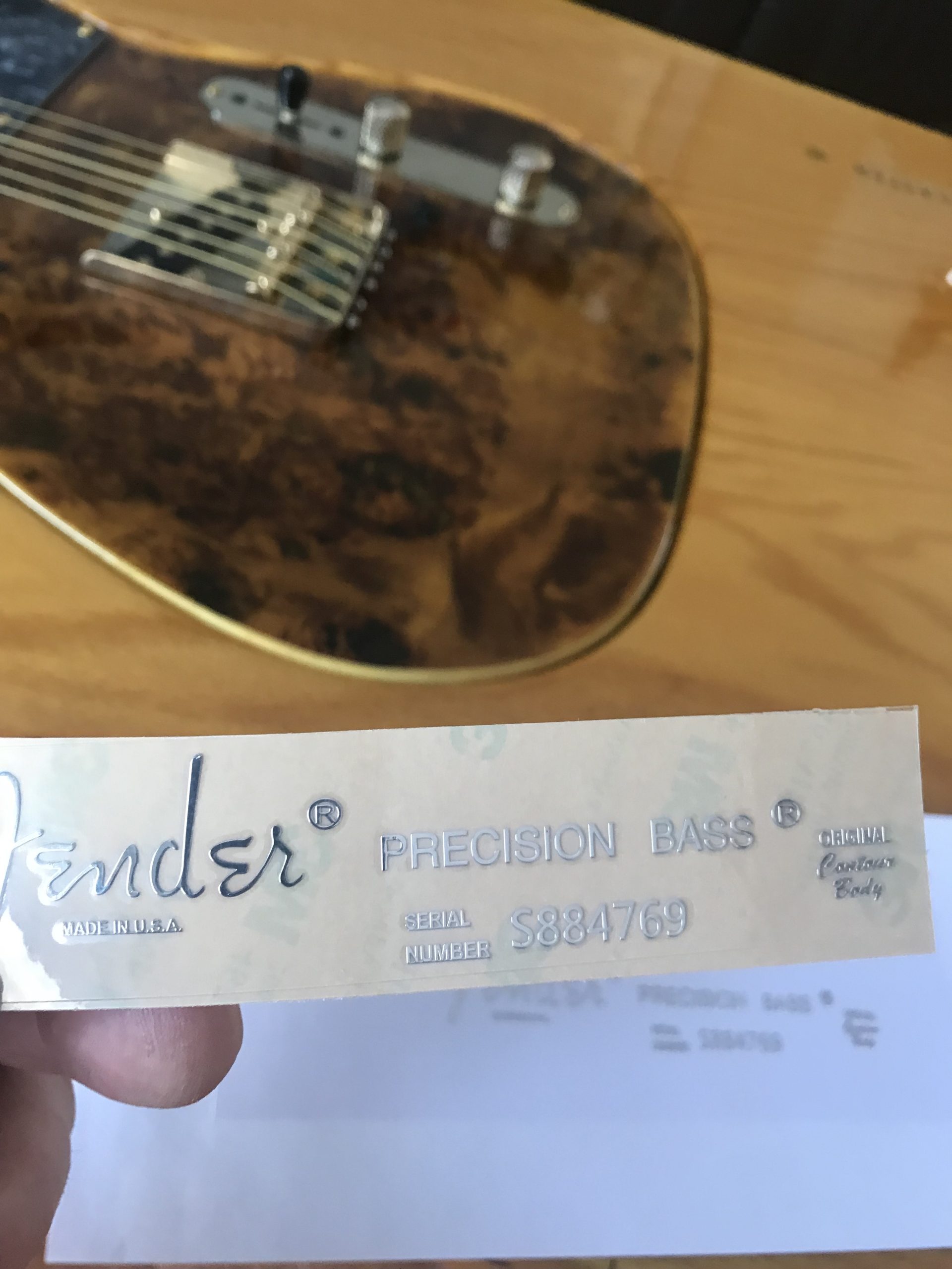 Fender Precision Bass Guitar Decal M95b