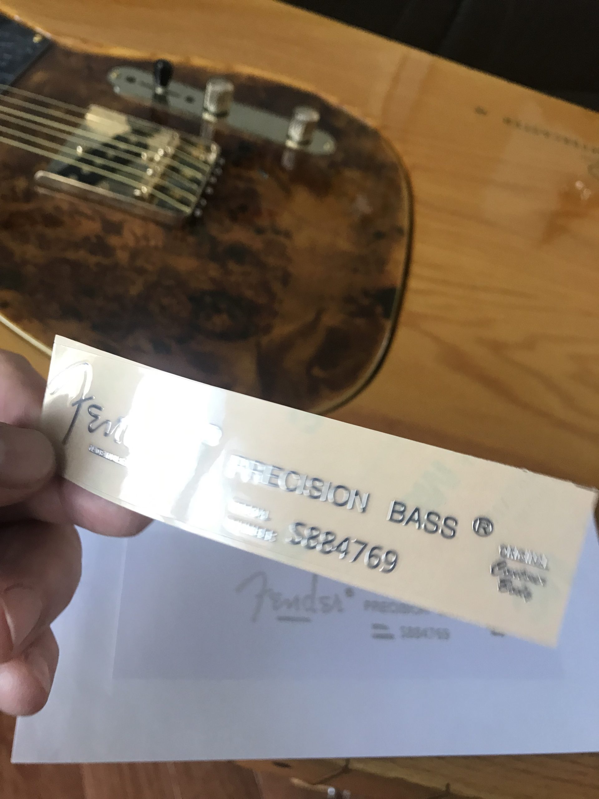 Fender Precision Bass Guitar Decal M95