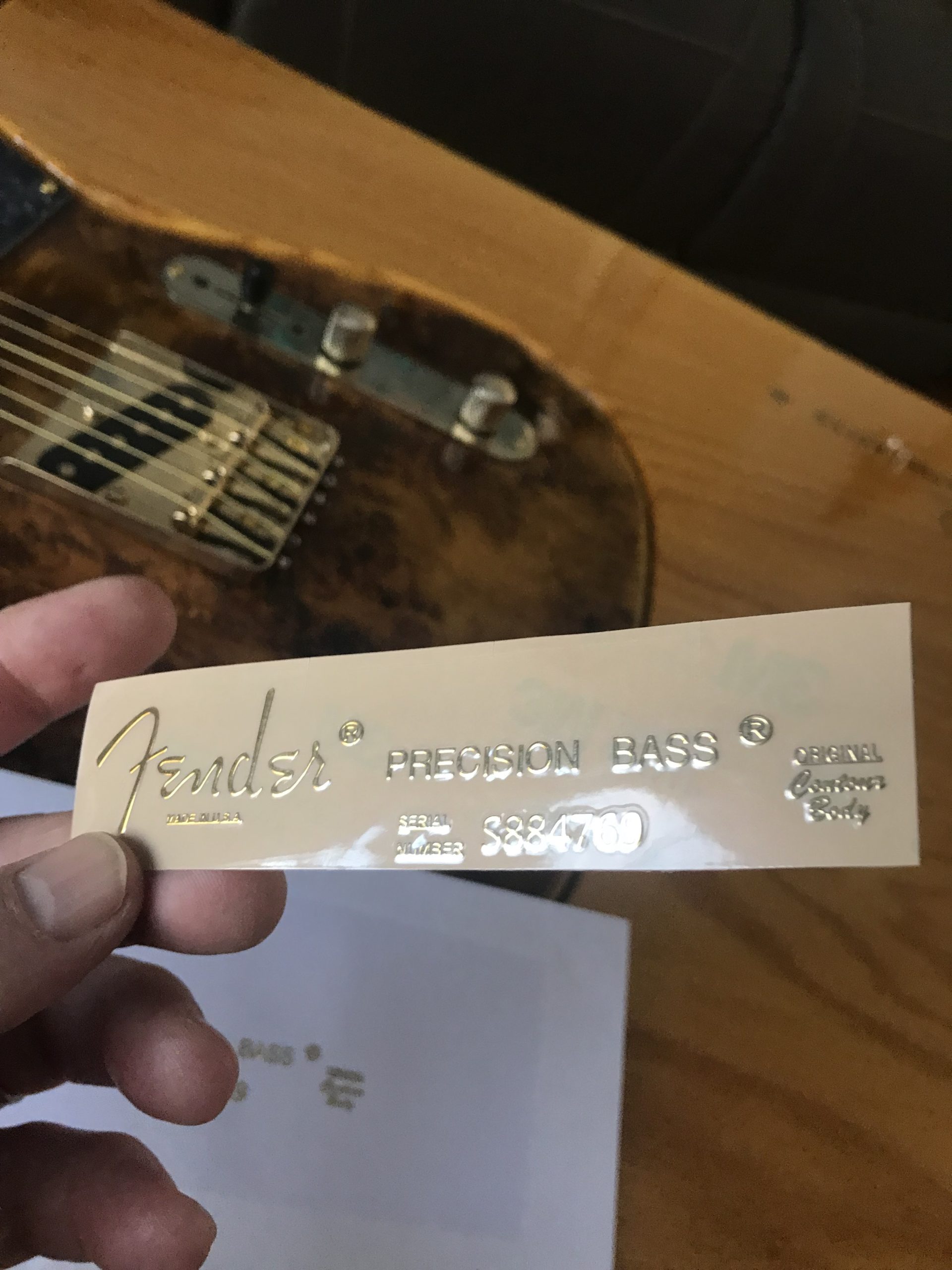 Fender Precision Bass Guitar Decal M94