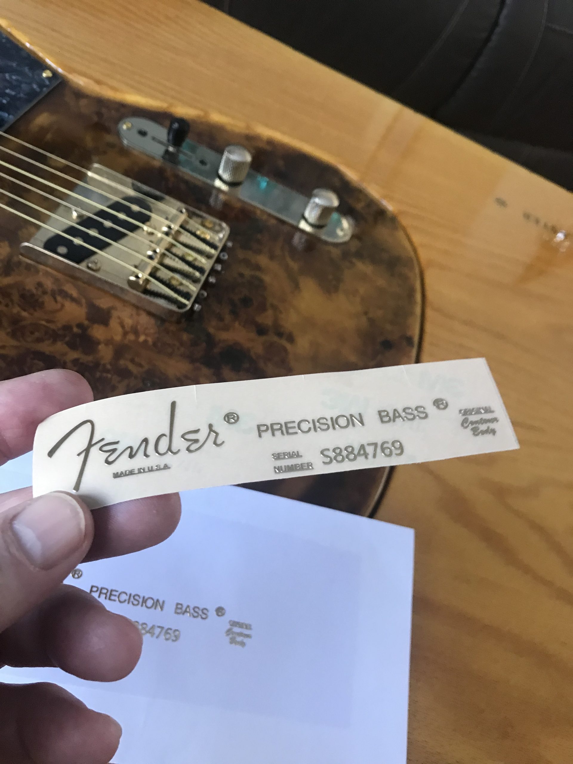 Fender Precision Bass Guitar Decal M94