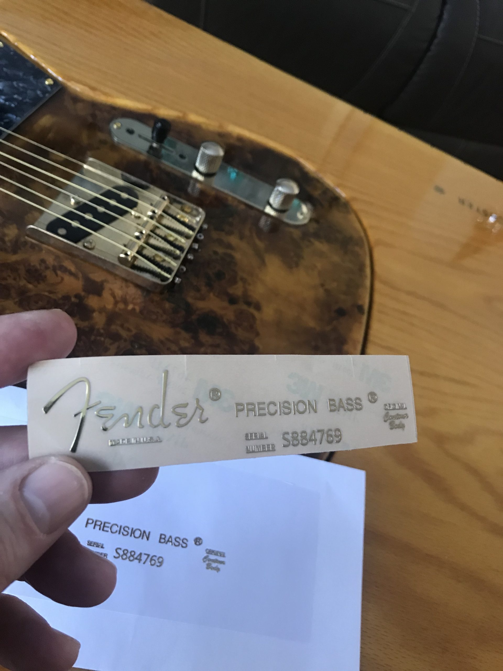 Fender Precision Bass Guitar Decal M94