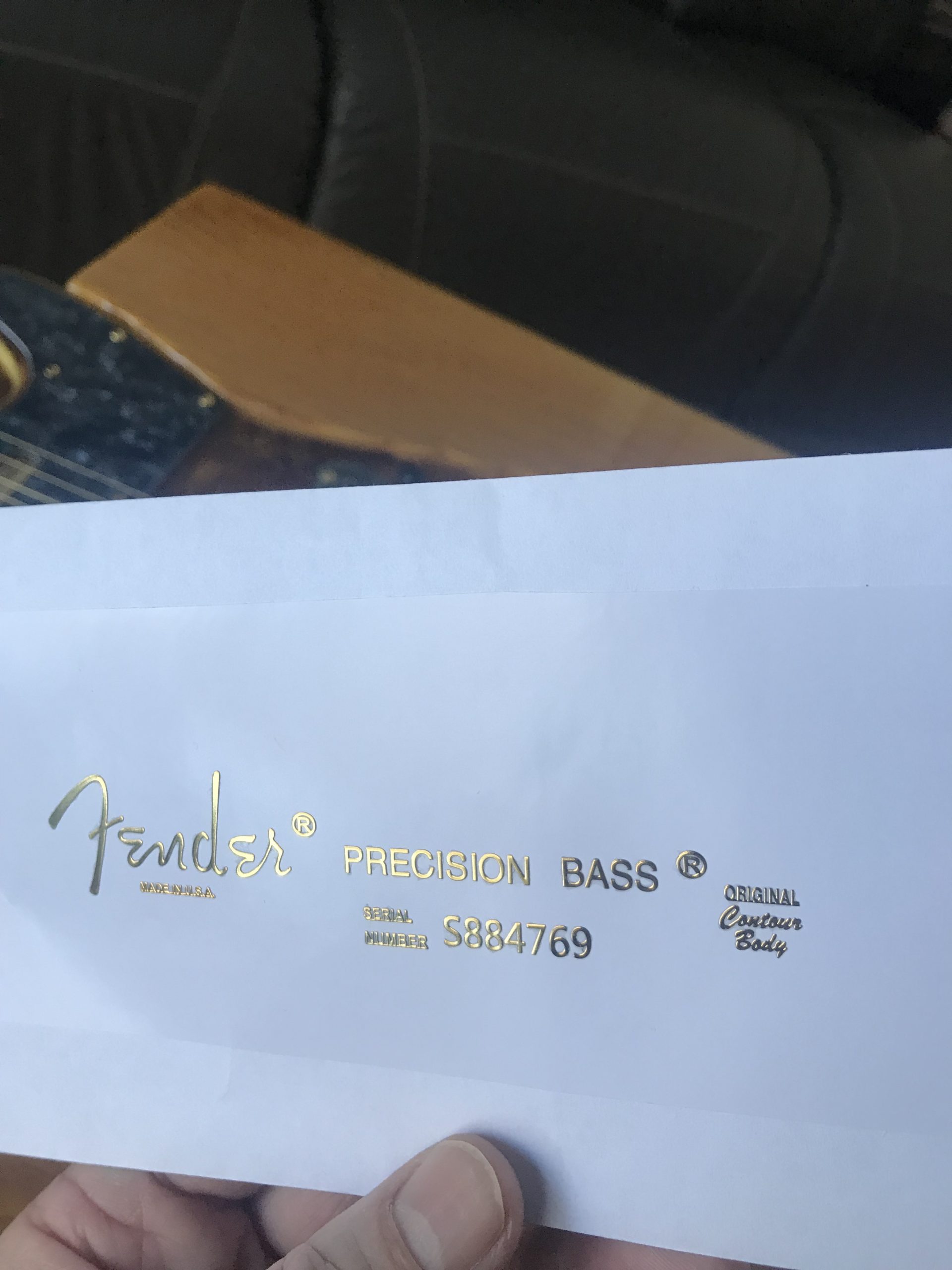 Fender Precision Bass Guitar Decal M94