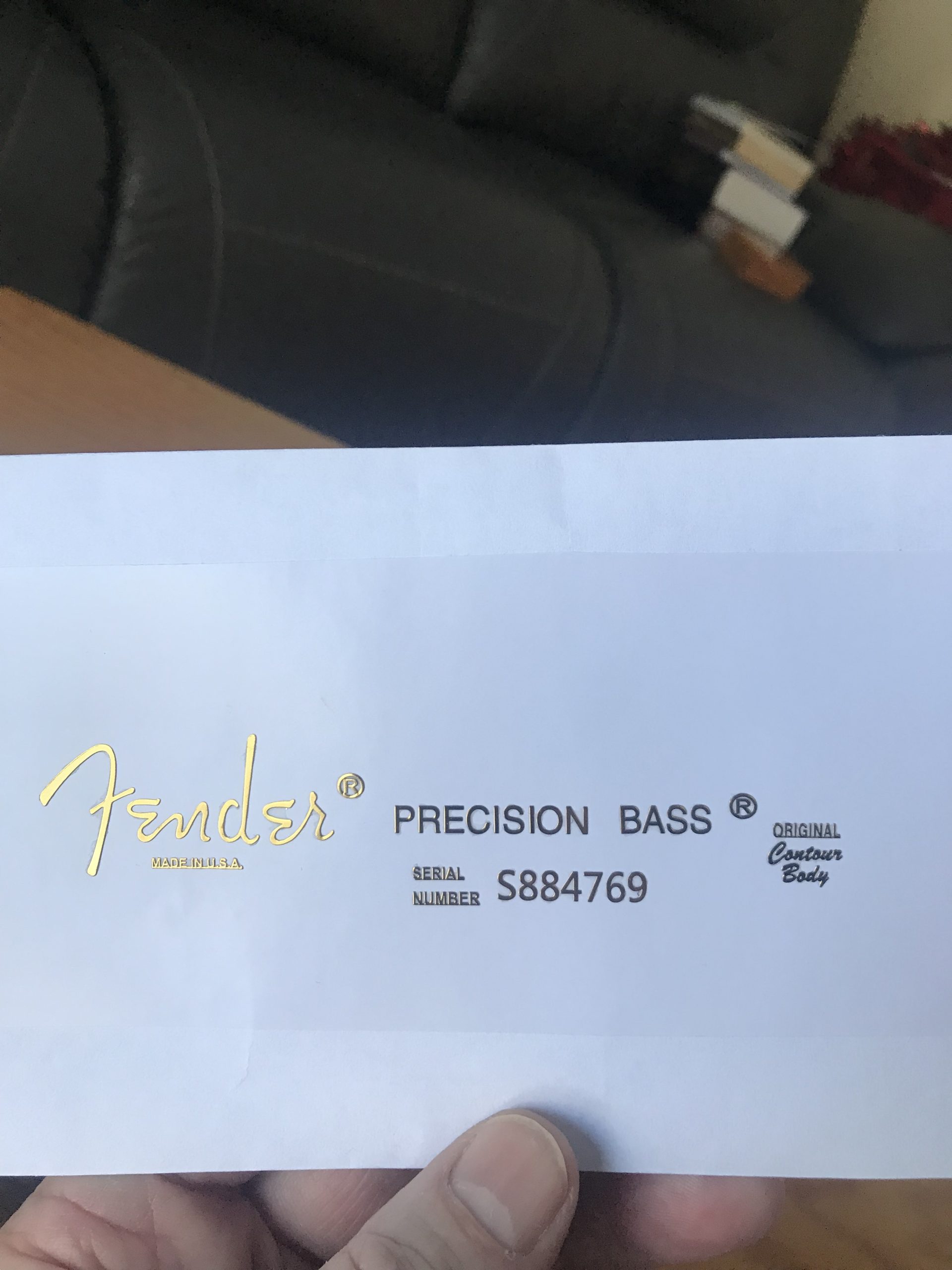 Fender Precision Bass Guitar Decal M94