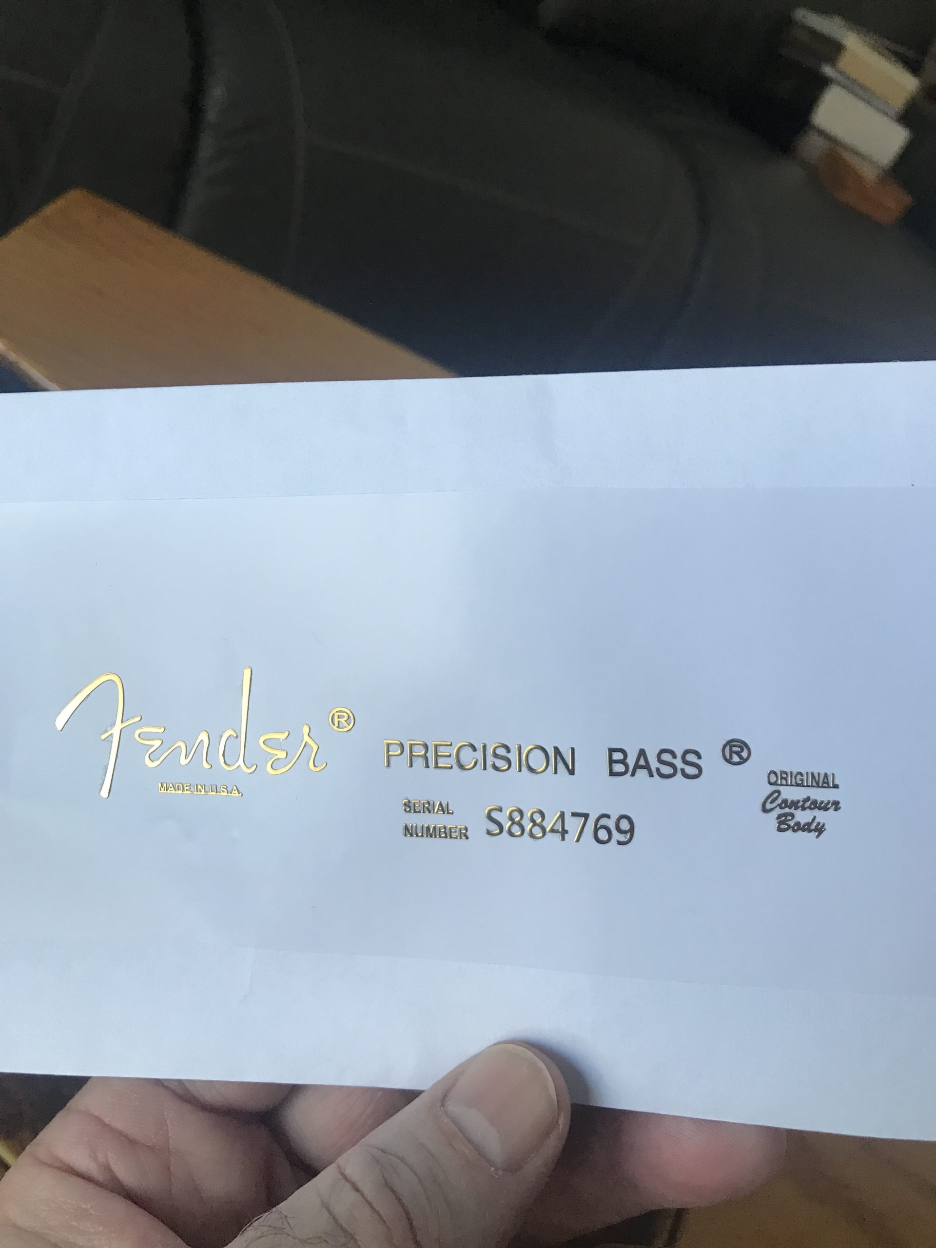 Fender Precision Bass Guitar Decal M94