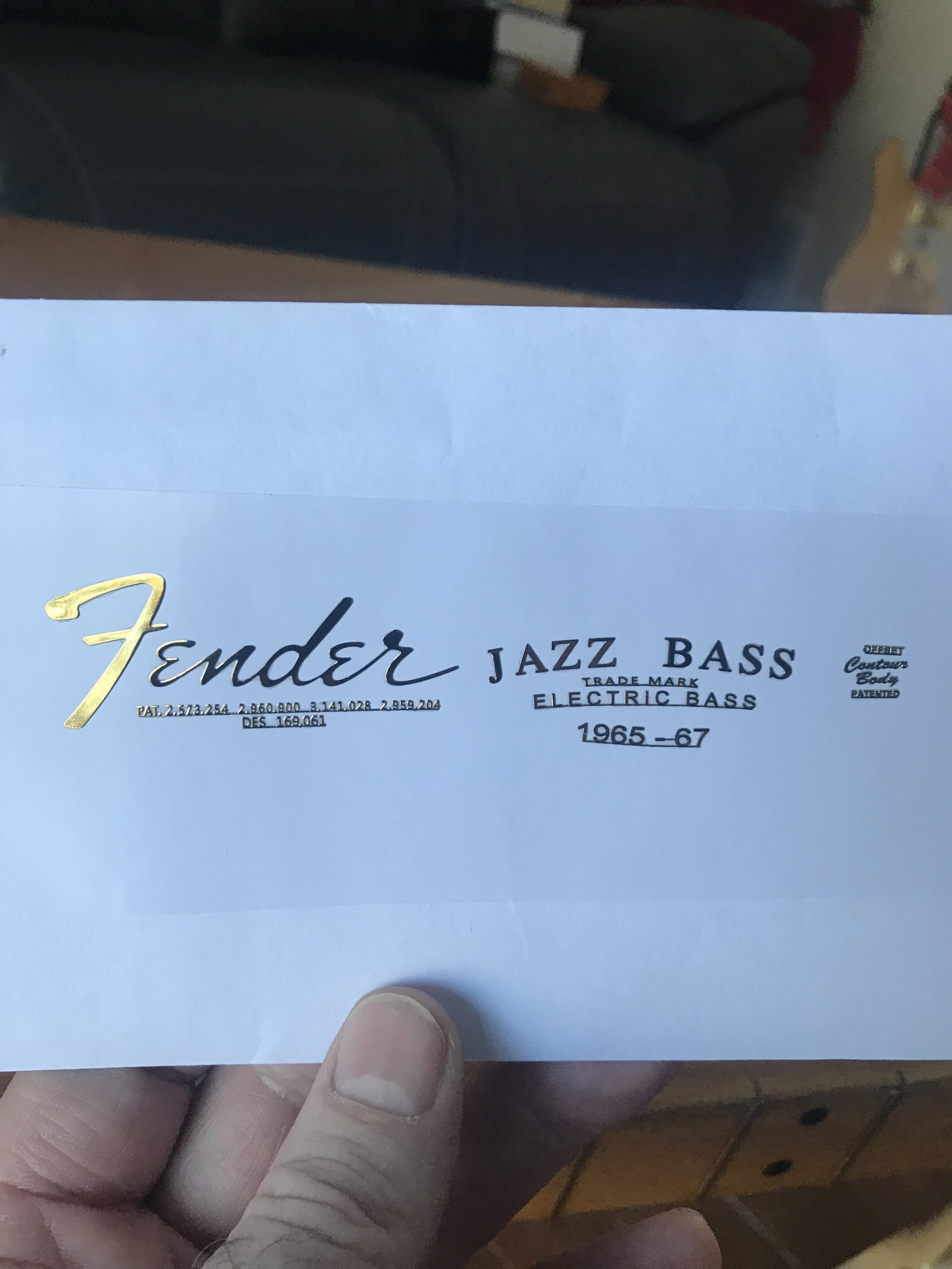 Fender Jazz Bass Guitar Decal M93