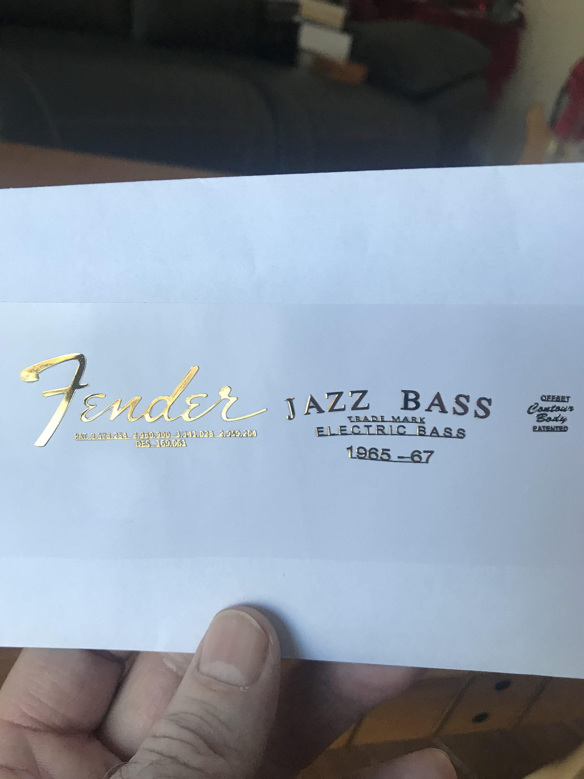 Fender Jazz Bass Guitar Decal M93b