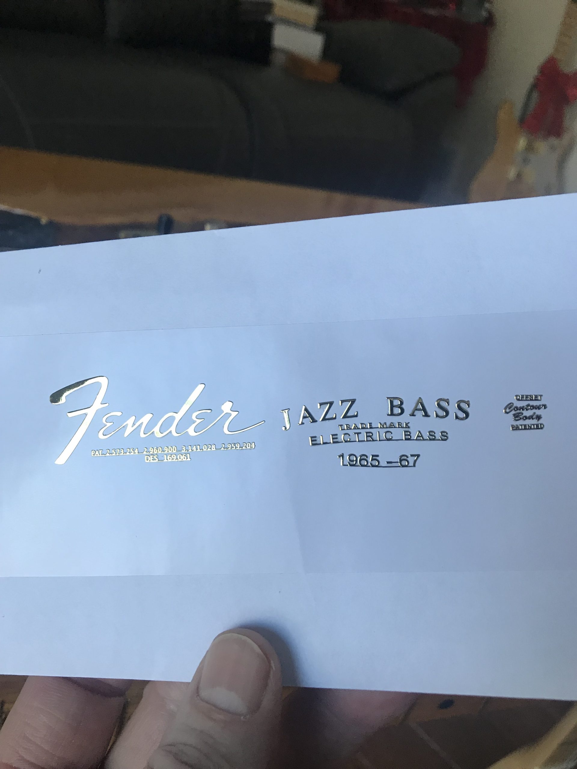 Fender Jazz Bass Guitar Decal M93b