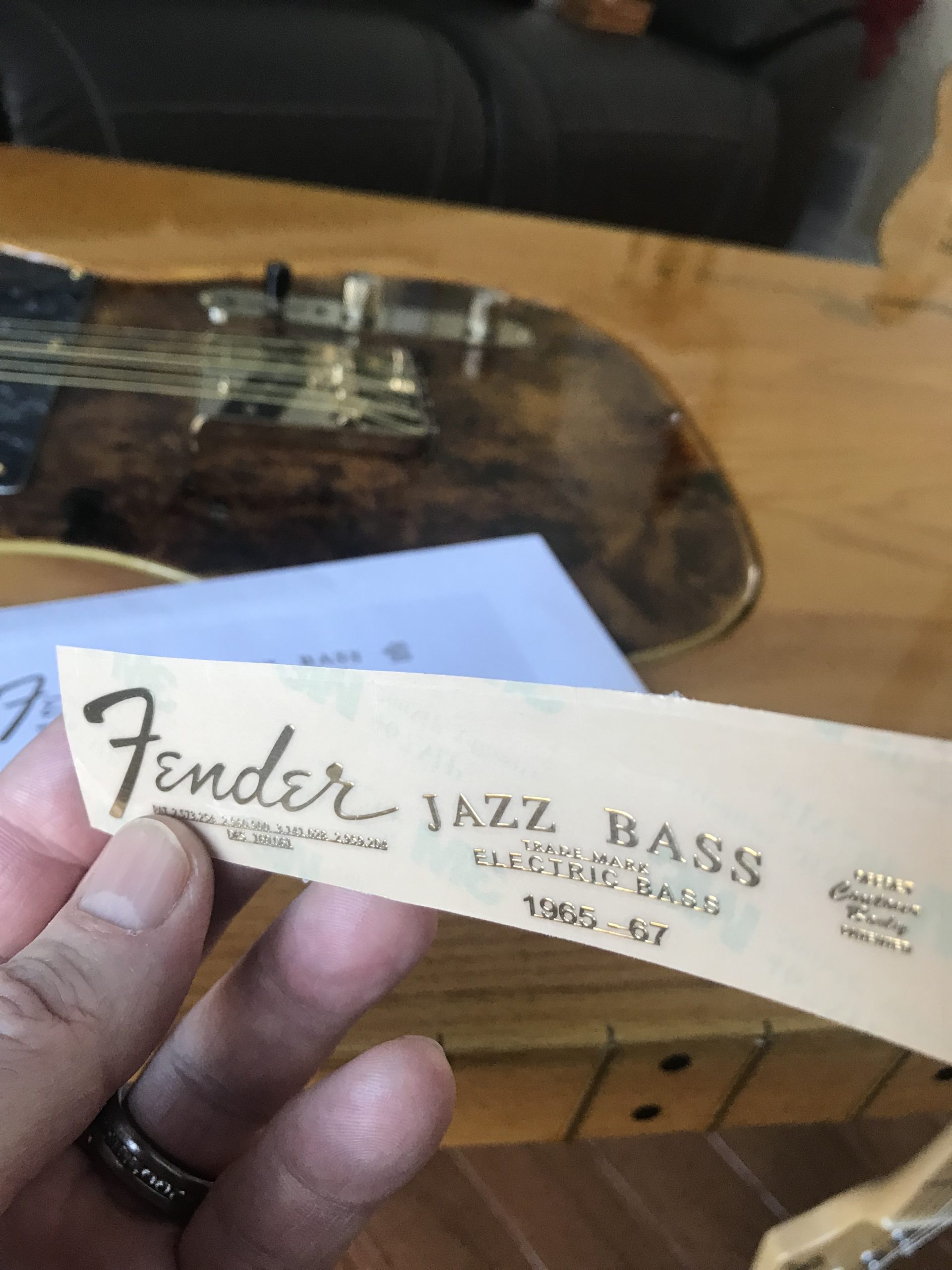 Fender Jazz Bass Guitar Decal M93b