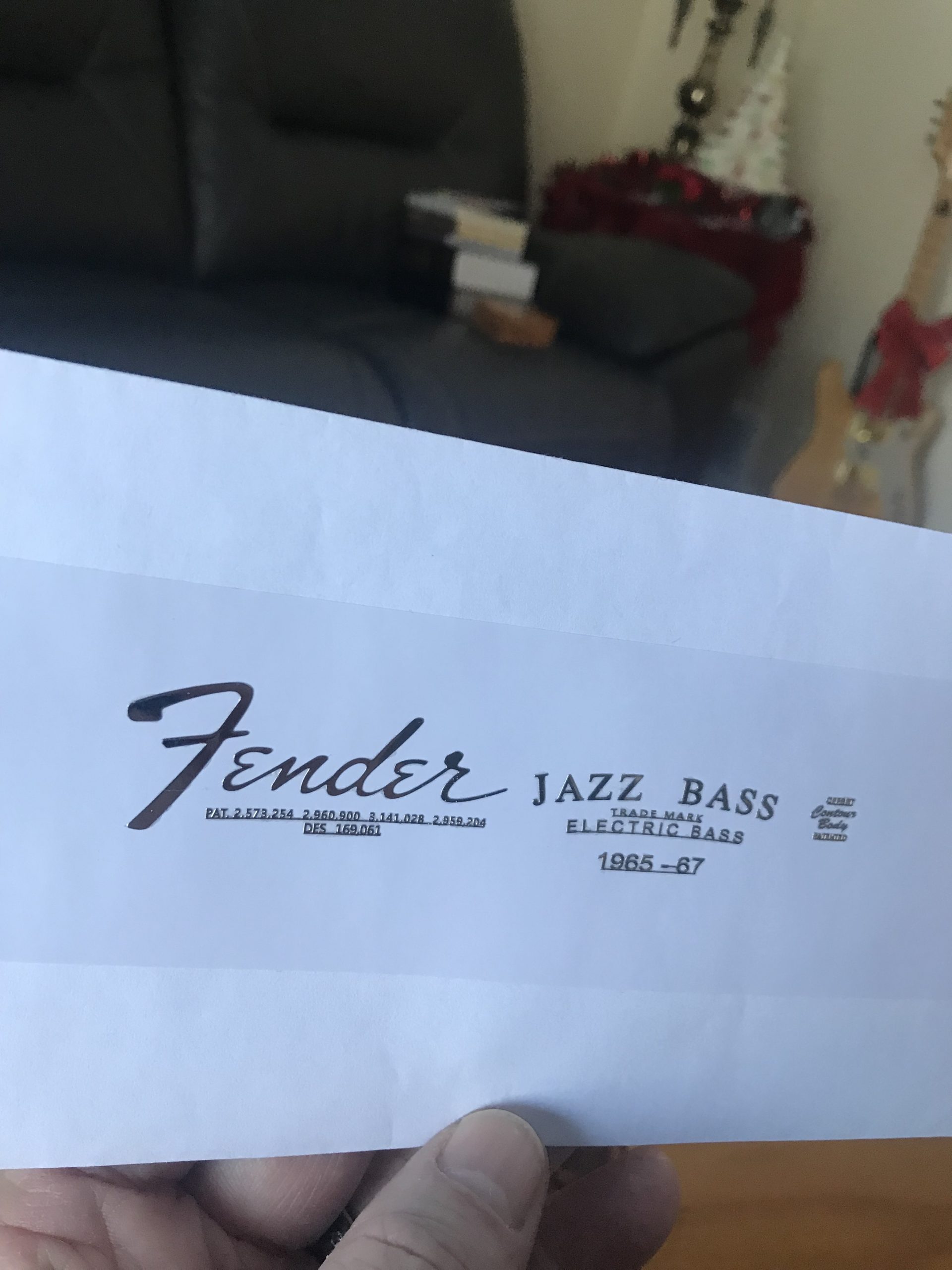 Fender Jazz Bass Guitar Decal M92