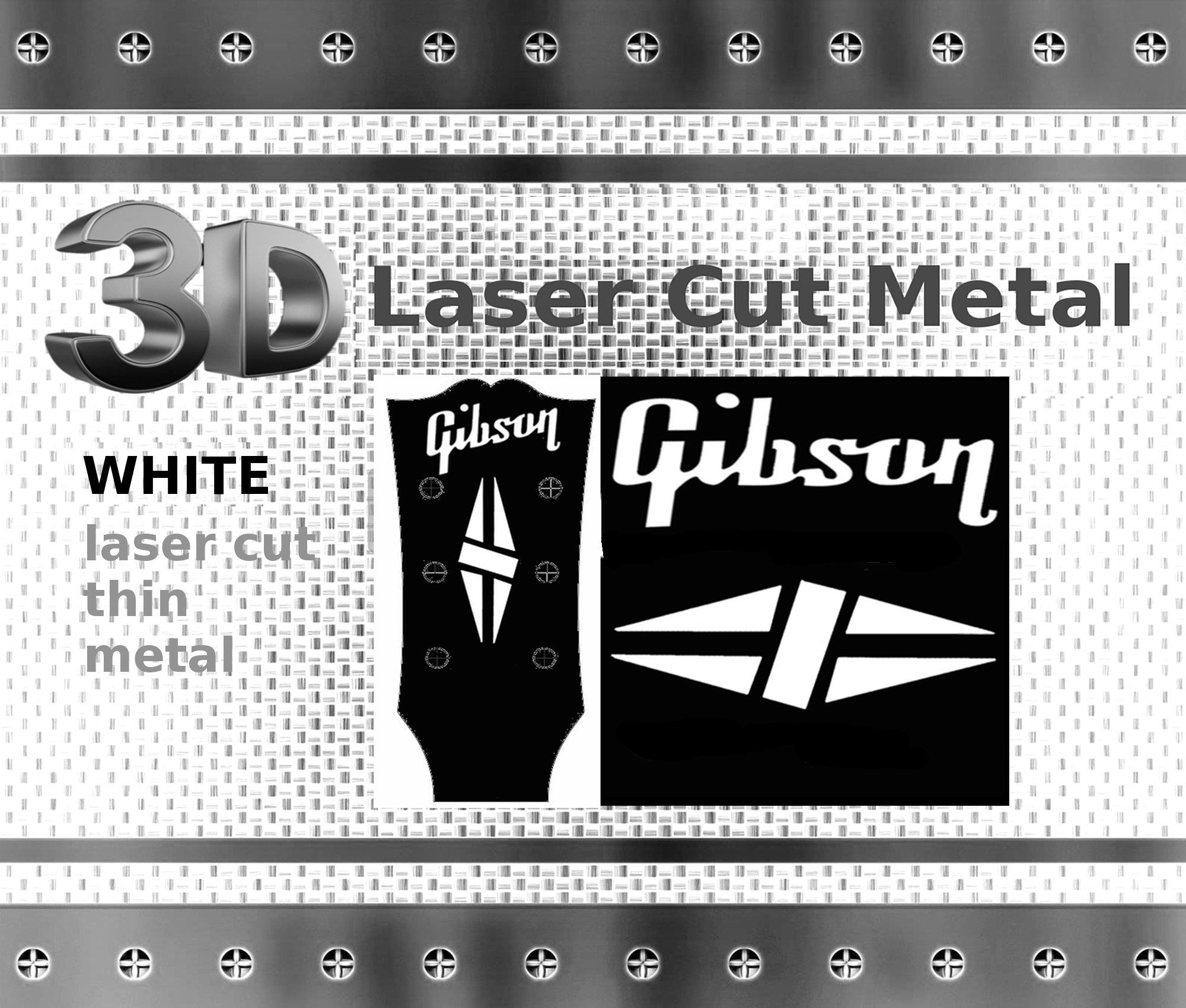 Gibson Guitar Decal 3d Metal M145