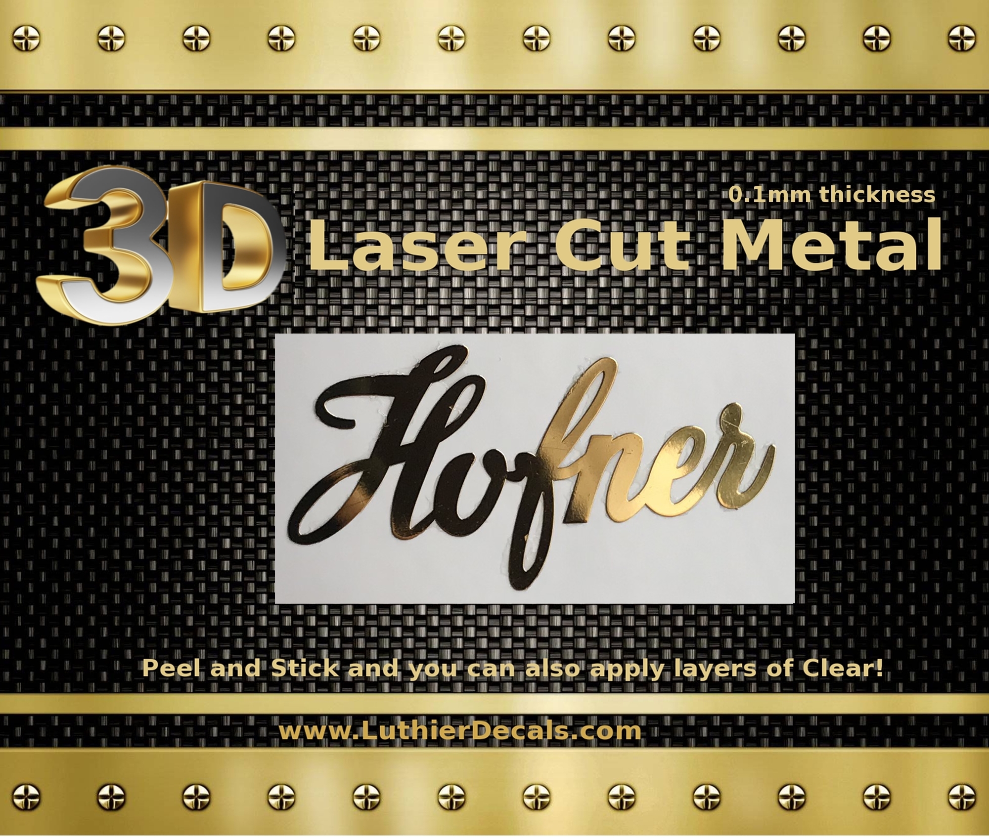 Hofner Guitar Decal 3D Laser Metal M14b