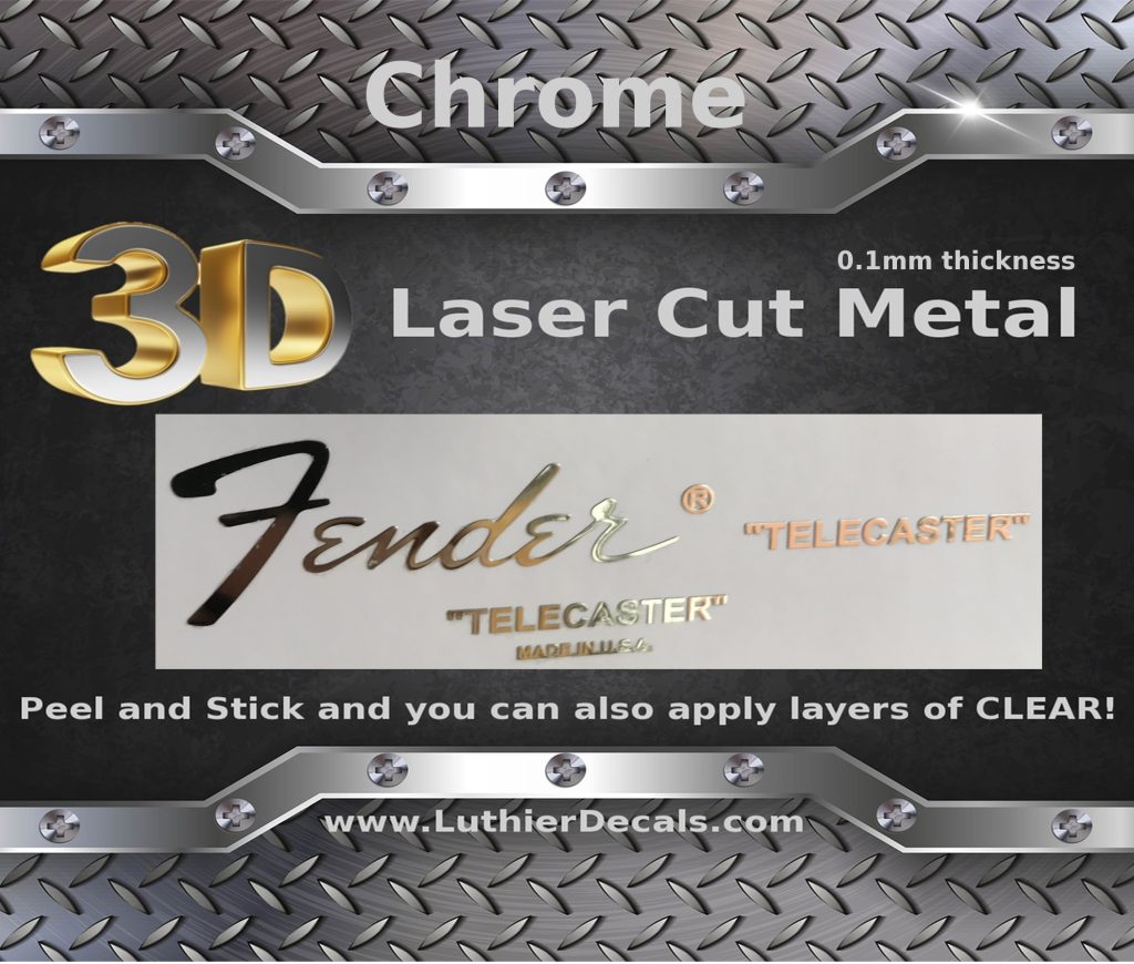 Fender Telecaster 3D Metal Guitar Decal M17b