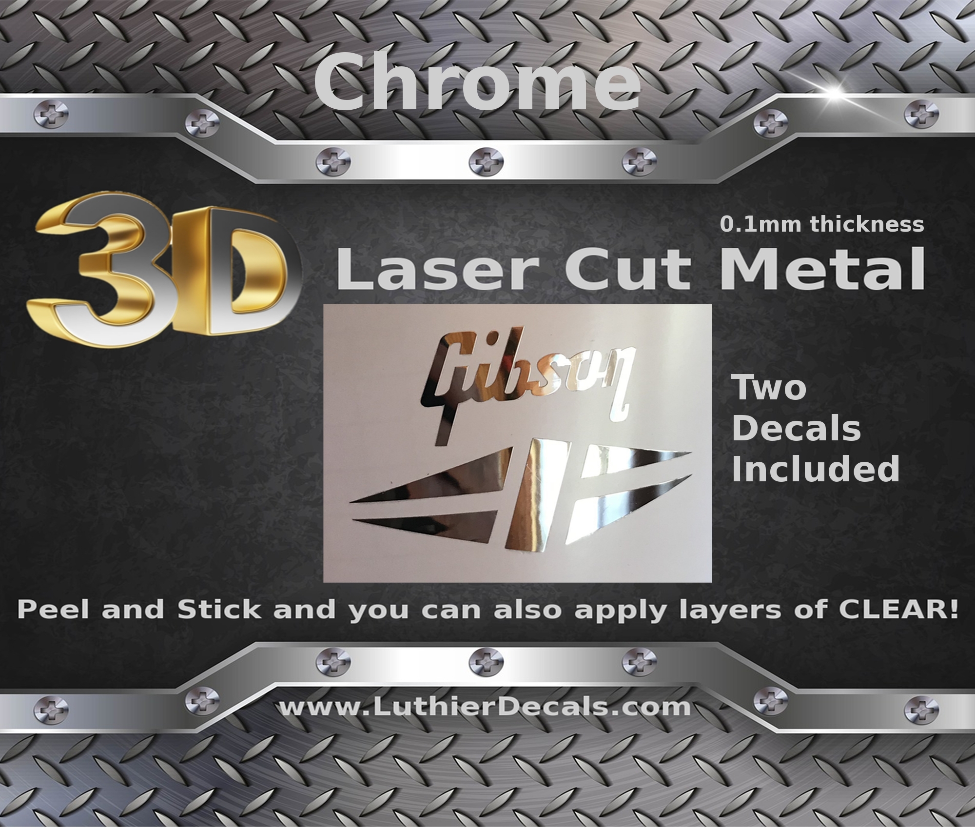 Gibson Guitar Decal 3d Metal M2