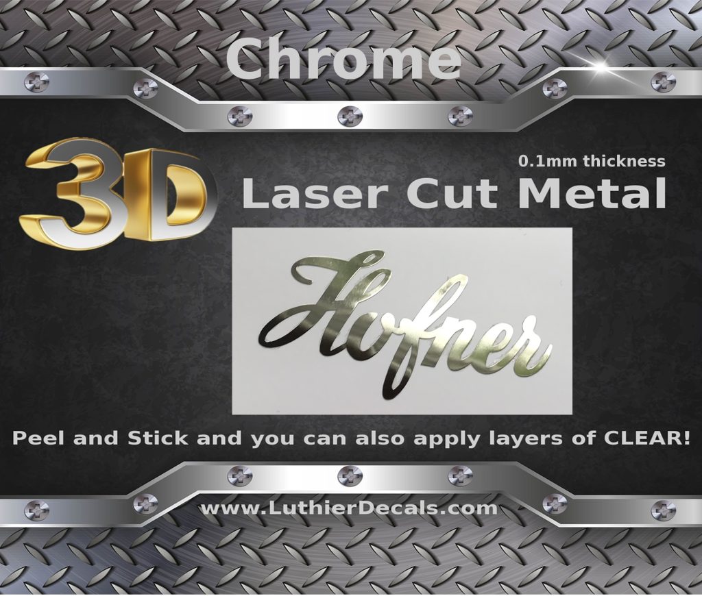 Hofner Guitar Decal 3D Laser Metal M36b