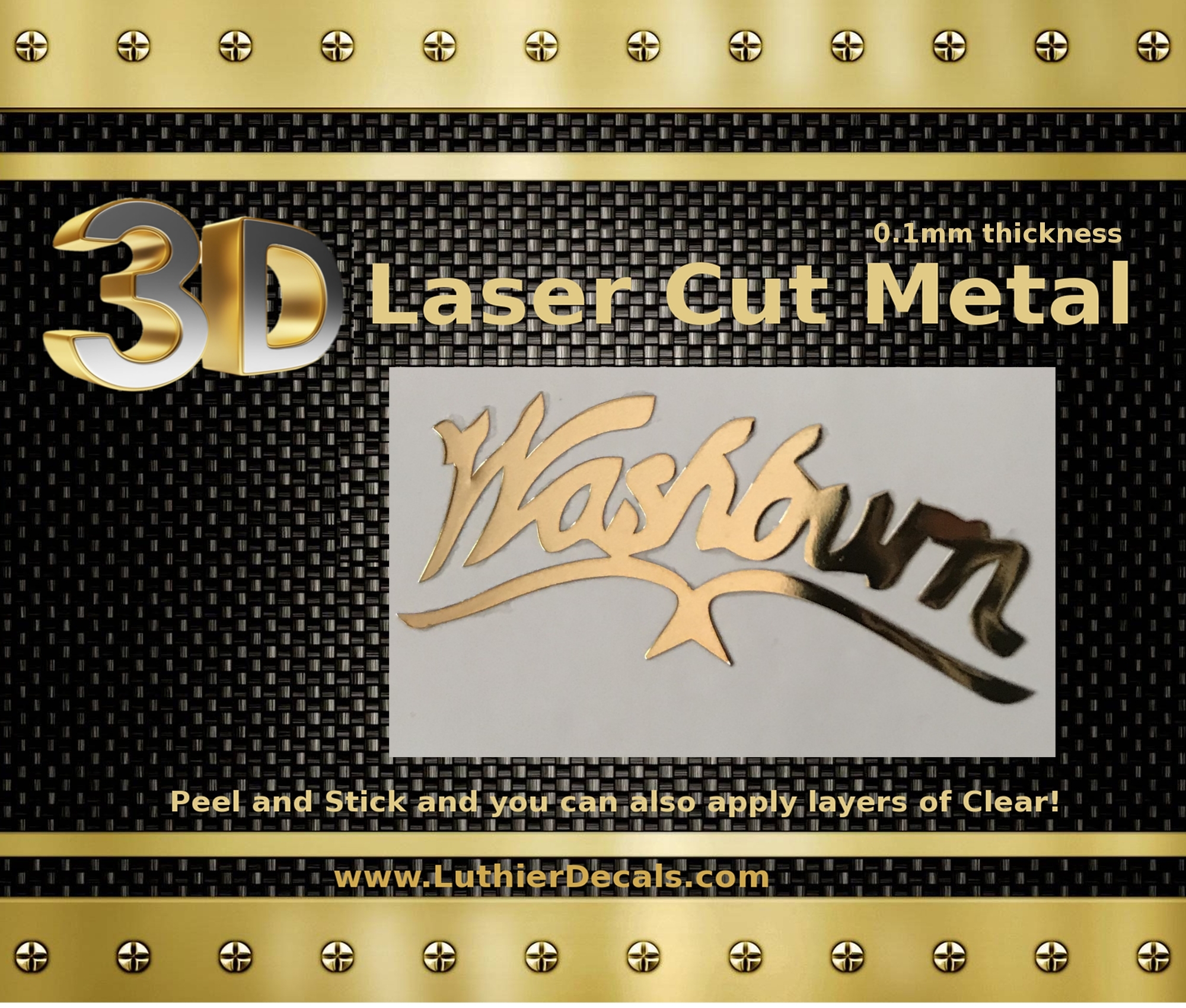 Washburn Guitar Decal 3D Laser Metal M41b
