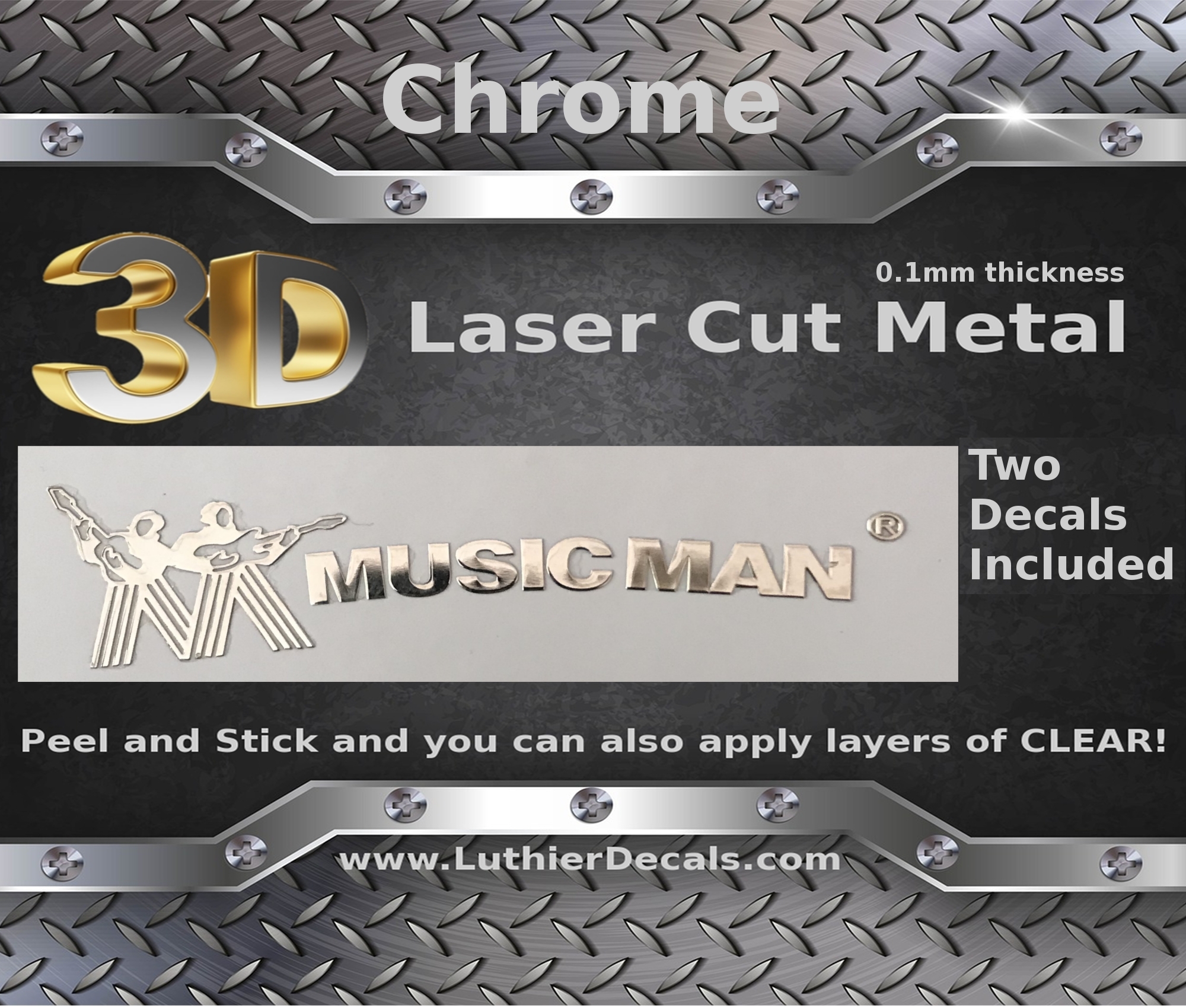 Musicman Guitar Decal 3D laser Cut Metal M46