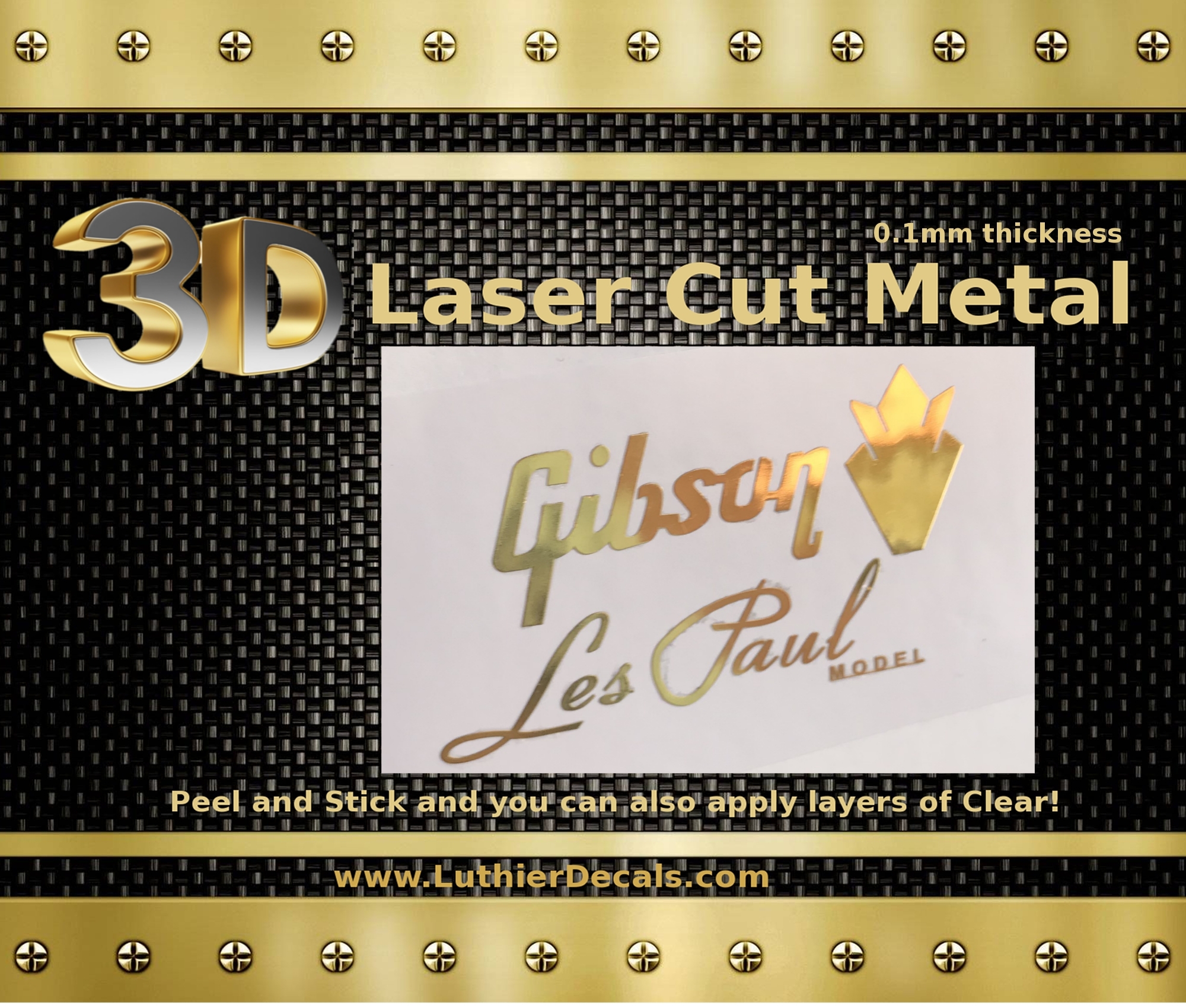 Gibson Guitar Decal 3d Metal M4b