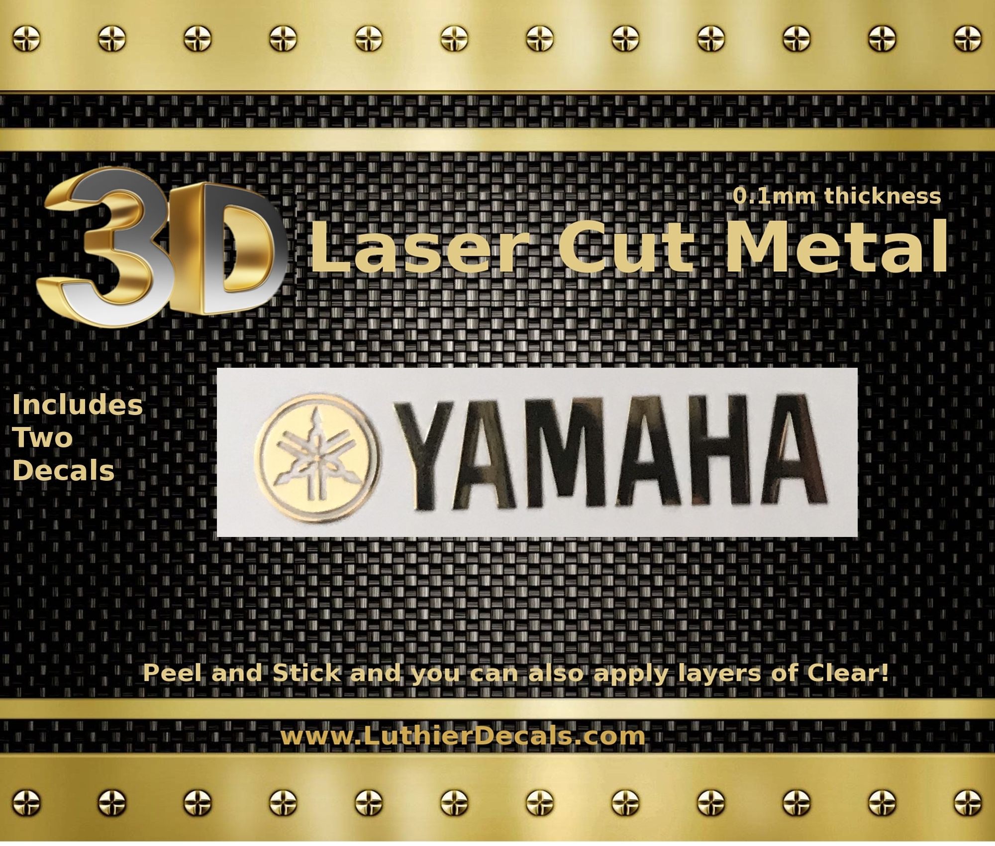 Yamaha Guitar Decal 3d laser Cut Metal M50