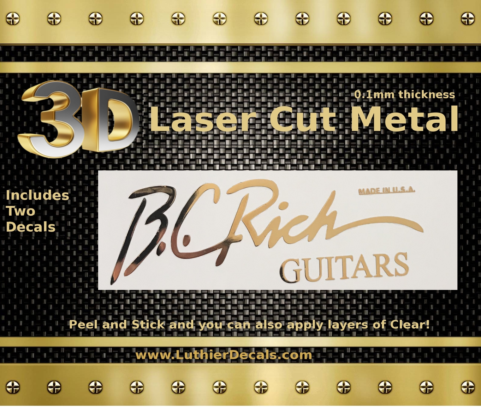 BC Rich guitar Decal 3D laser Metal Logo M74