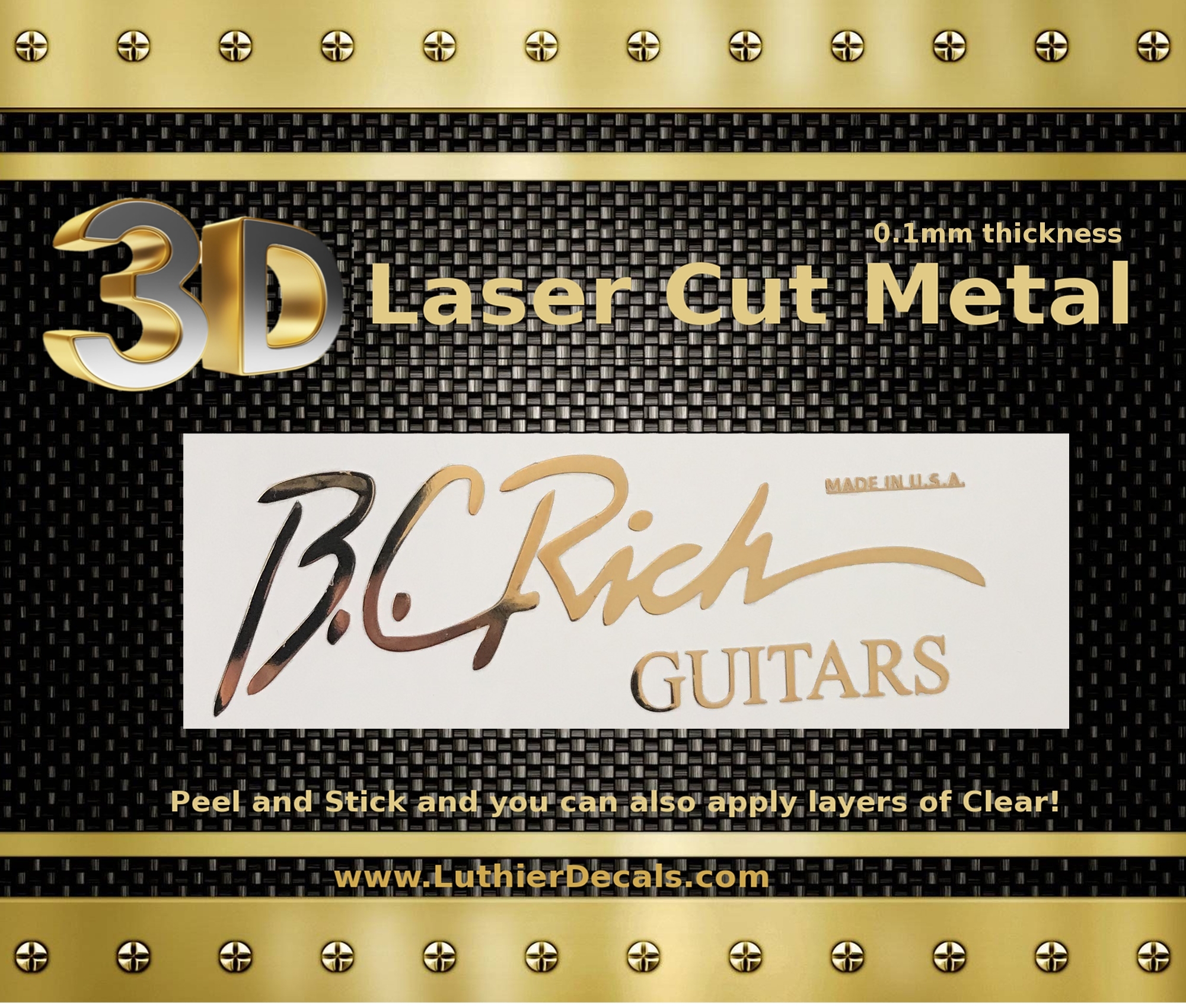 BC Rich guitar Decal 3D laser Metal Logo M74b
