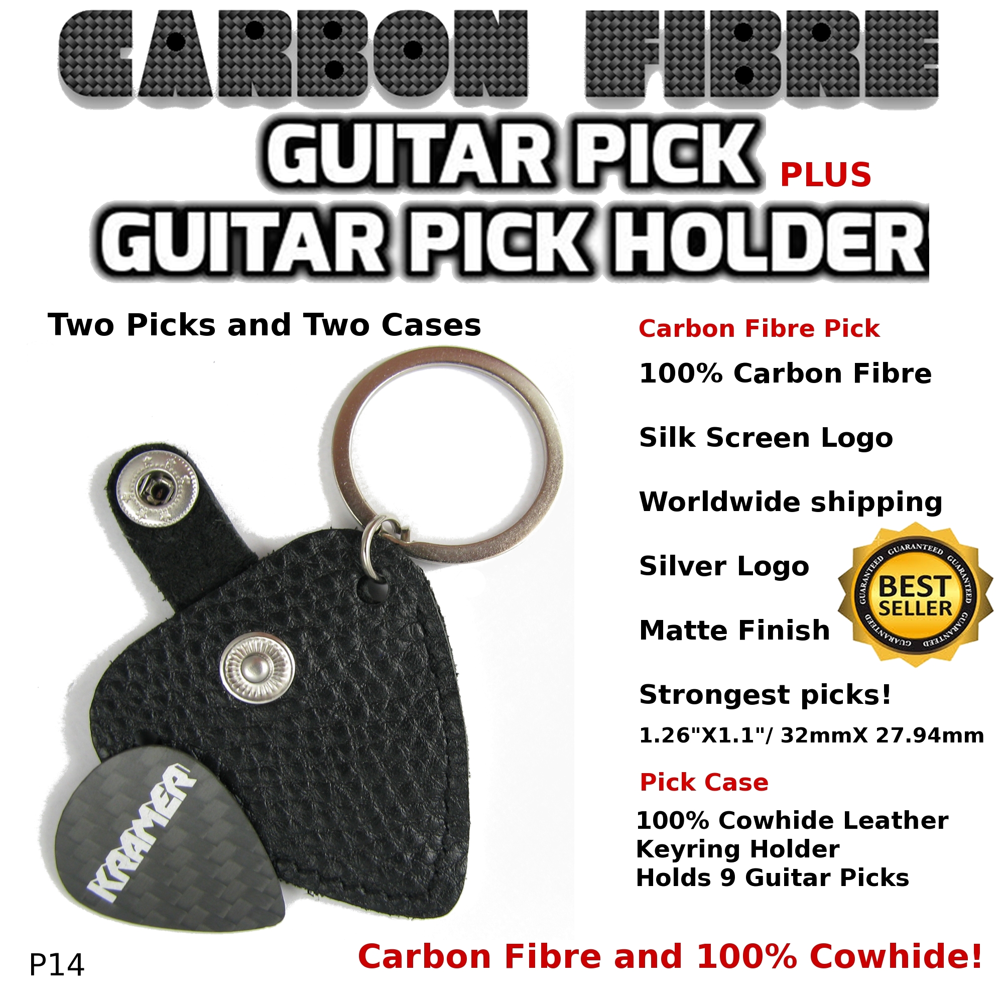 Kramer Guitar Pick Carbon Fibre and Case p14