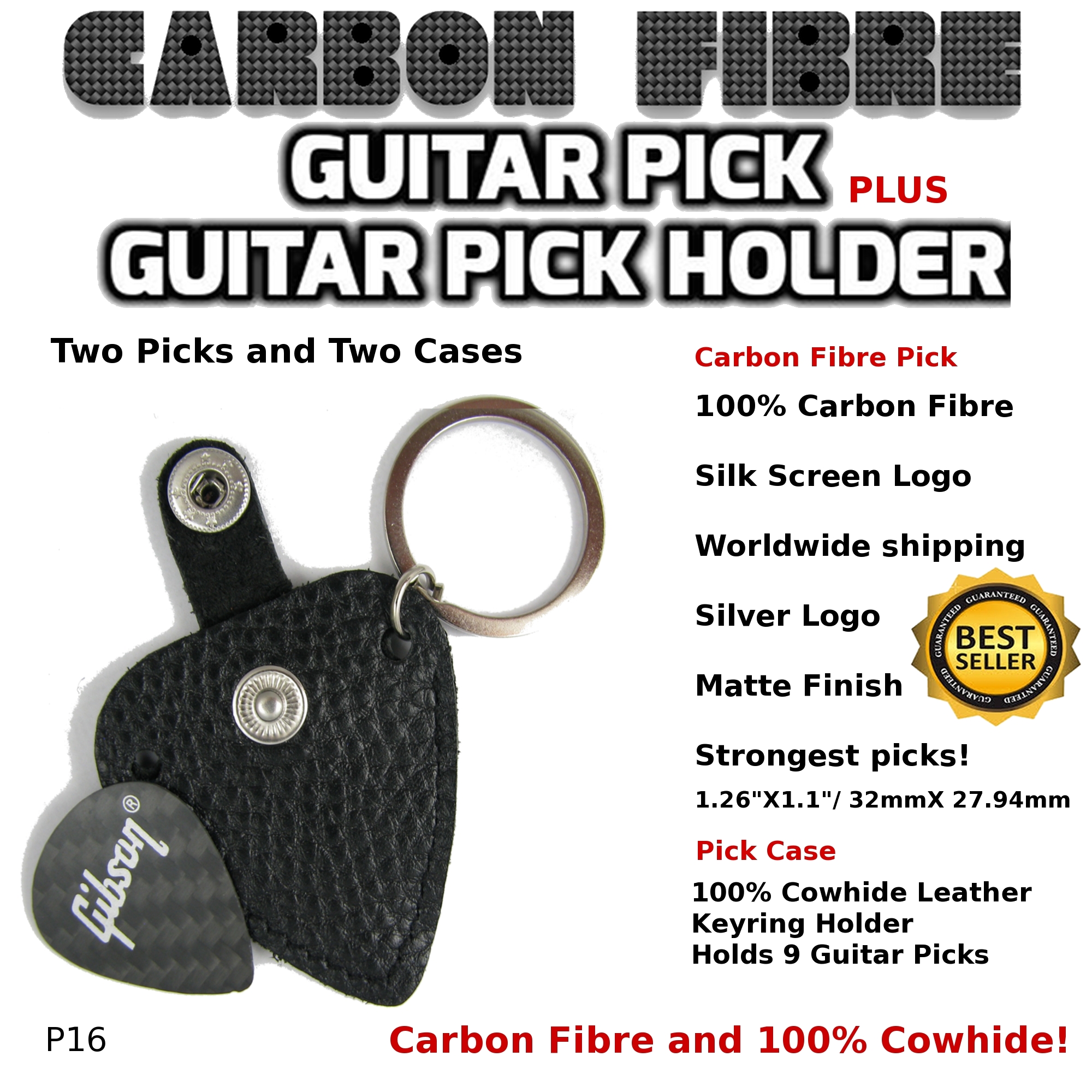 Gibson Guitar Pick Carbon Fibre and Case p16