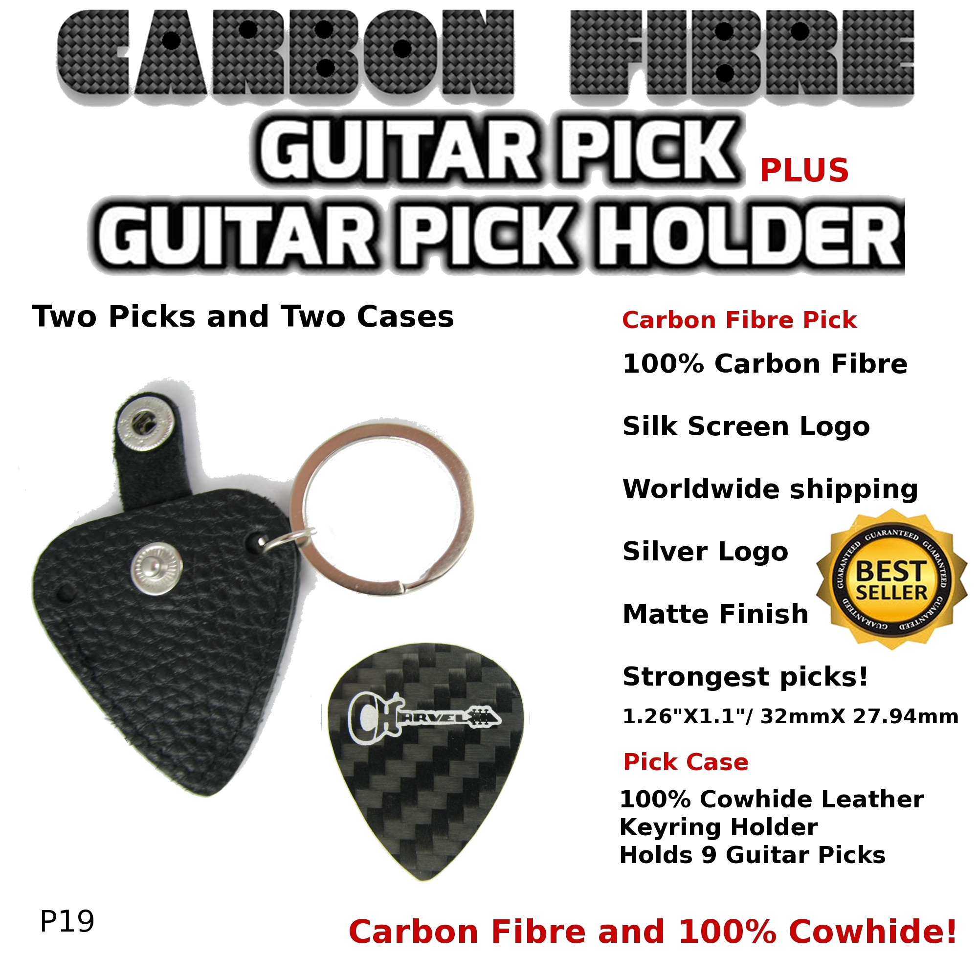 Charvel Guitar Pick Carbon Fibre and Case p19