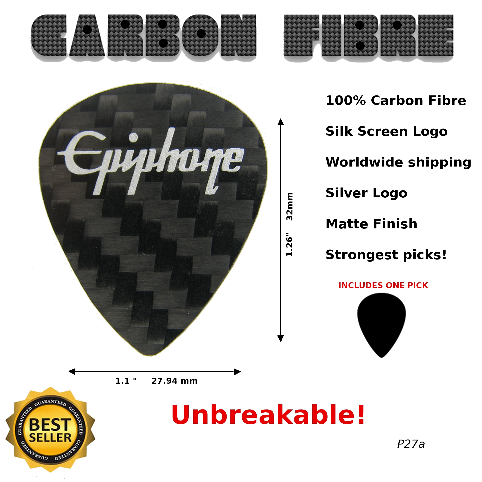 Epiphone Guitar Pick Carbon Fibre Guitar Pick P27A
