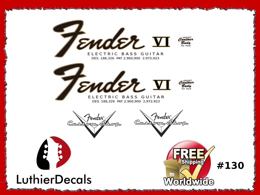 Fender Electric Bass VI Guitar Decal #130