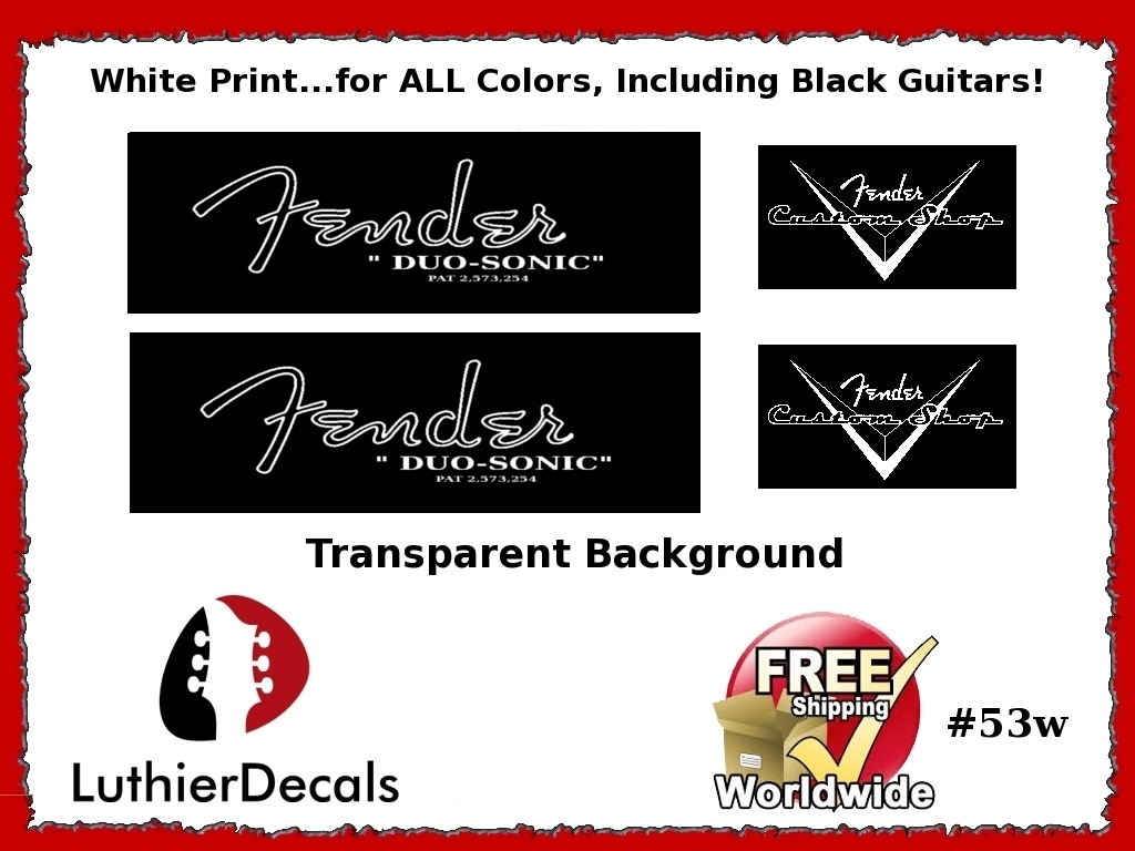 Fender Decal Duo Sonic White Guitar Decal #53w