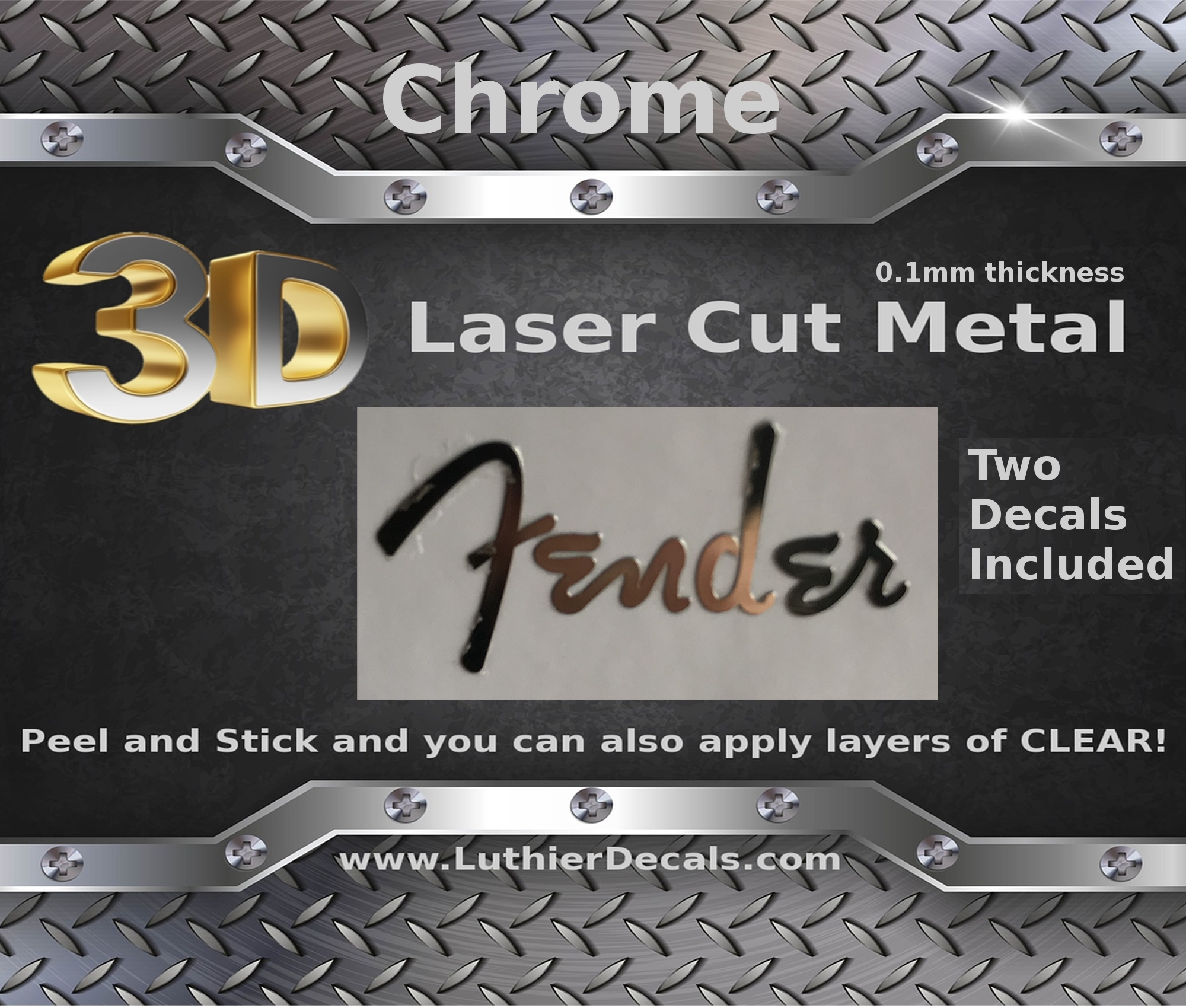 Fender Stratocaster Guitar Decal 3D Metal M7